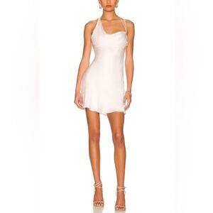 BARDOT Astrid Pink Satin Asymmetrical Fit & Flare Strappy Mini Slip Dress Small